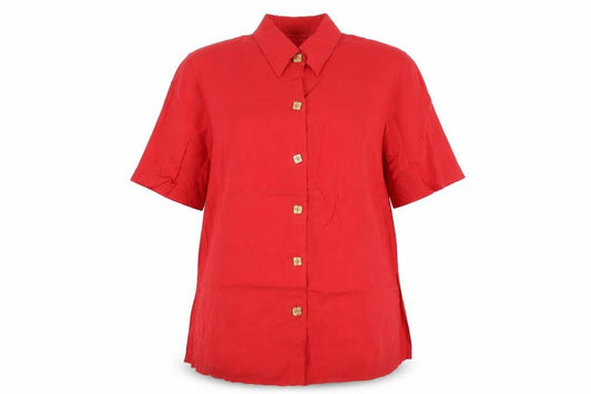 Rondissimo Alain Weiz Red Short Sleeve Women's Button-Up Shirt Size L