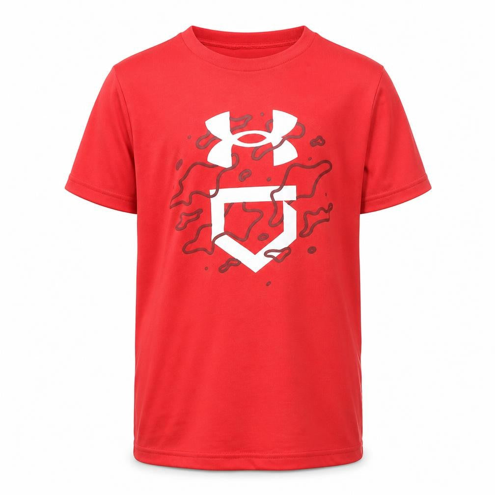 Under Armour Boys Red Graphic Logo Active T-Shirt Size 8 Years