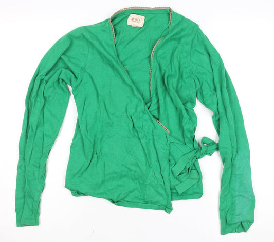 Avoca Anthology Women's Green Cotton Wrap Jumper Size M