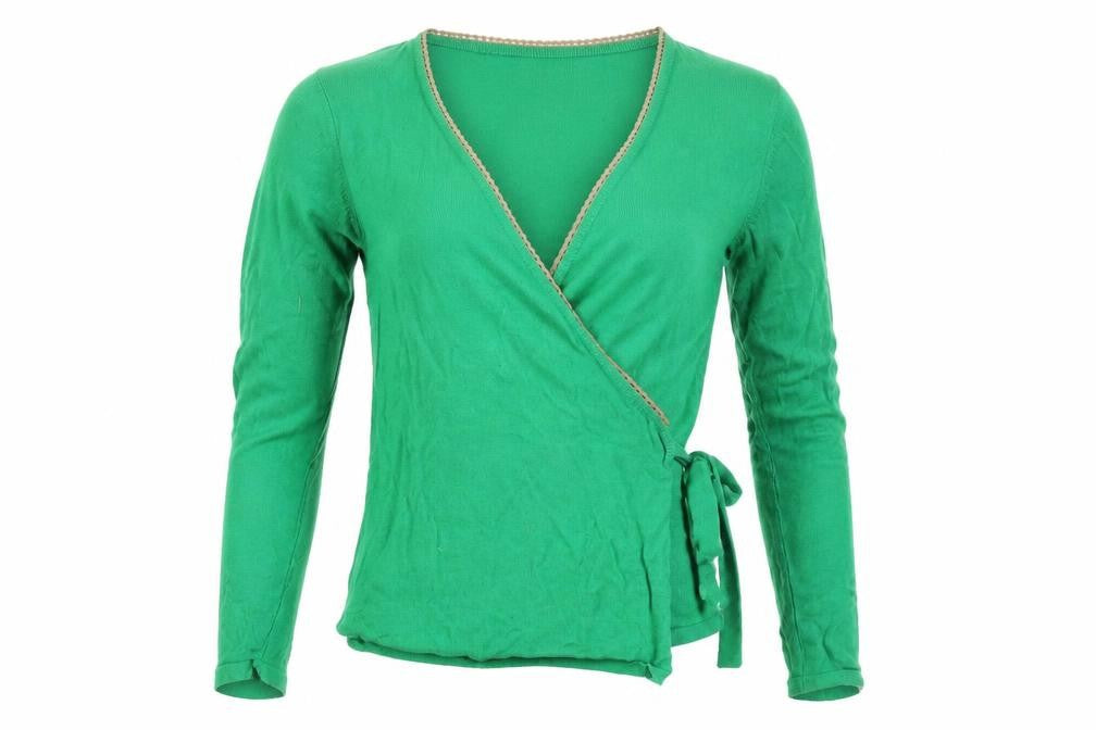 Avoca Anthology Women's Green Cotton Wrap Jumper Size M