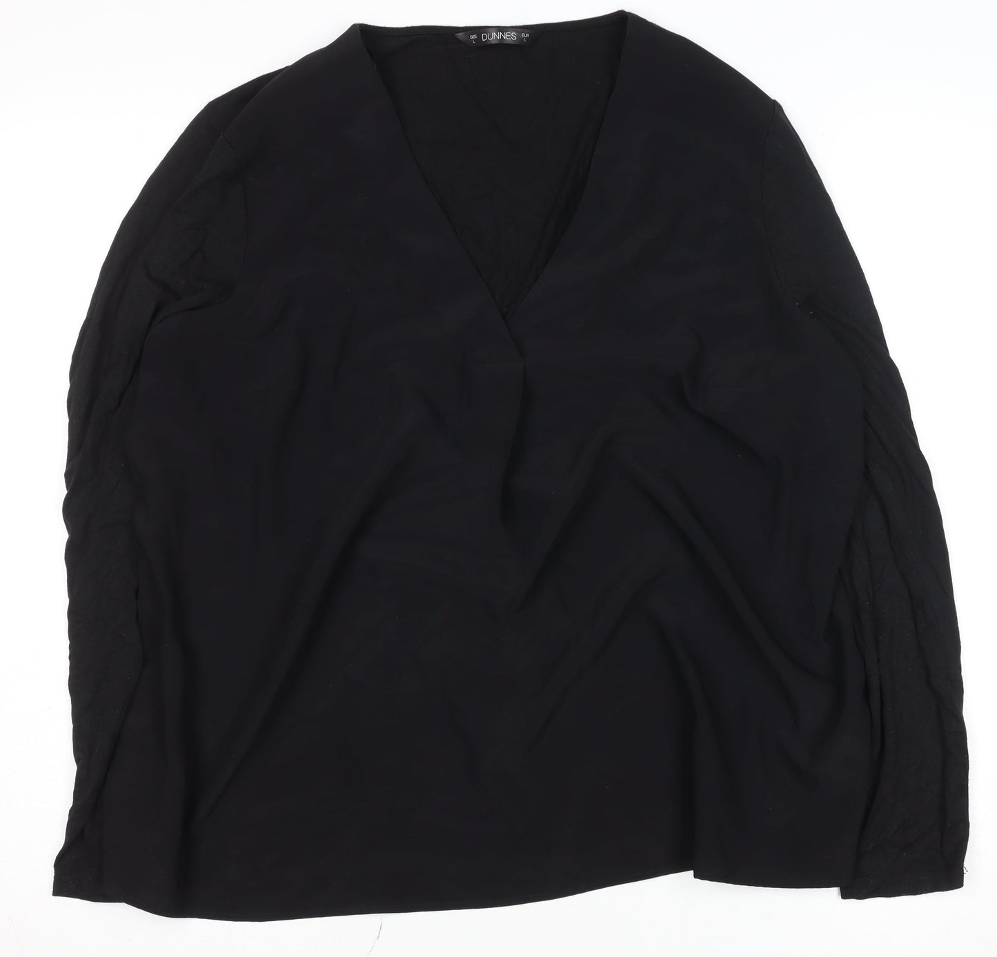 Dunnes Stores Women's Black V-Neck Long Sleeve Blouse Size L