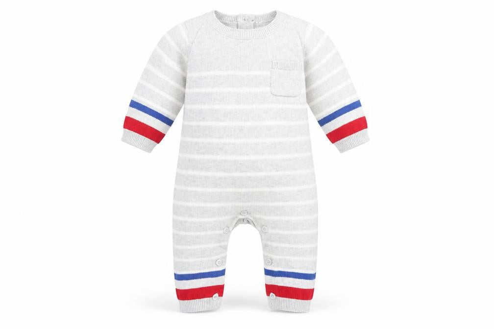 Mothercare Unisex Grey Striped Knit Babygrow 0-3 Months
