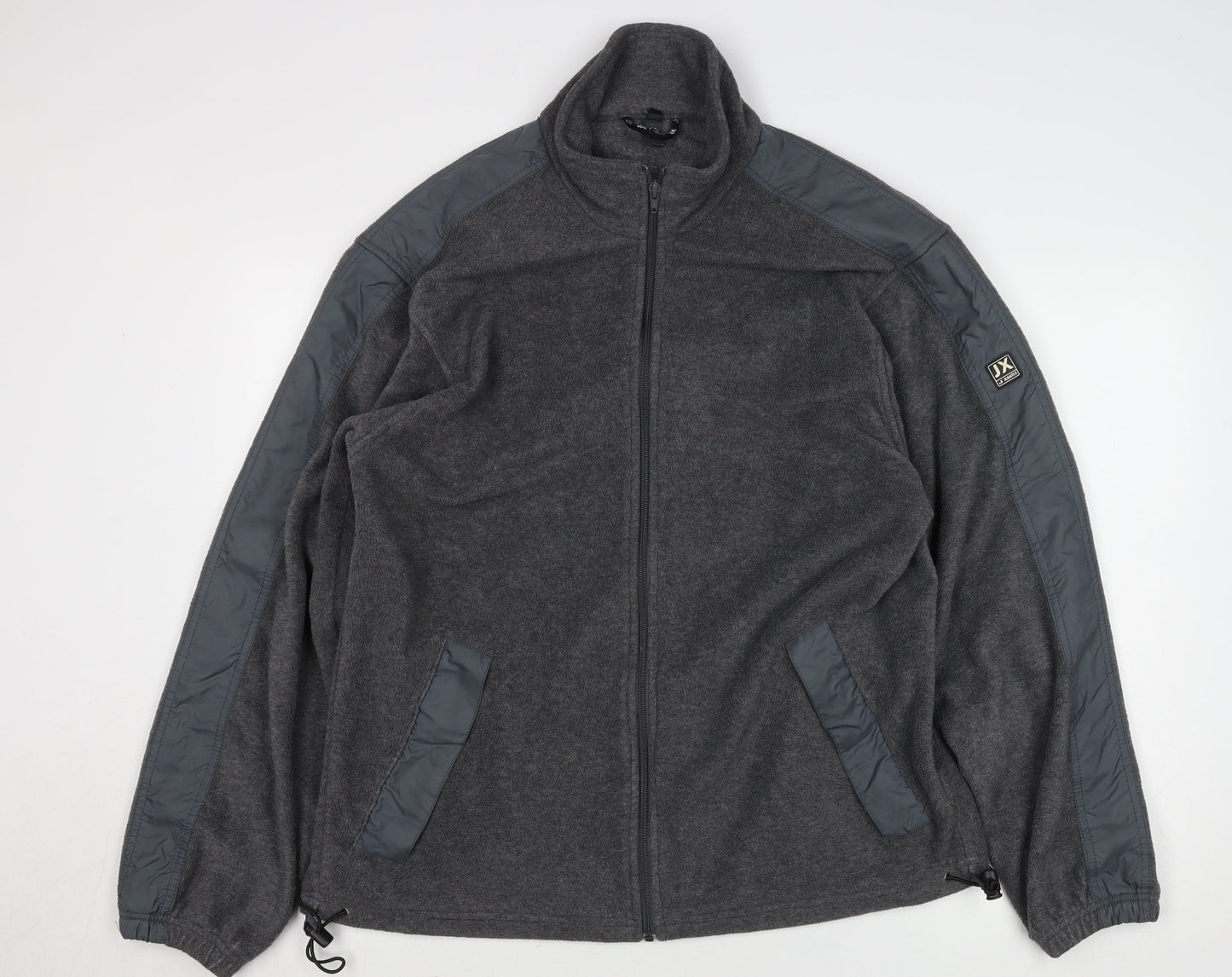 DX Men's Grey Fleece Full Zip Outdoor Jacket Size L Regular Fit