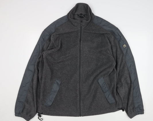 DX Men's Grey Fleece Full Zip Outdoor Jacket Size L Regular Fit