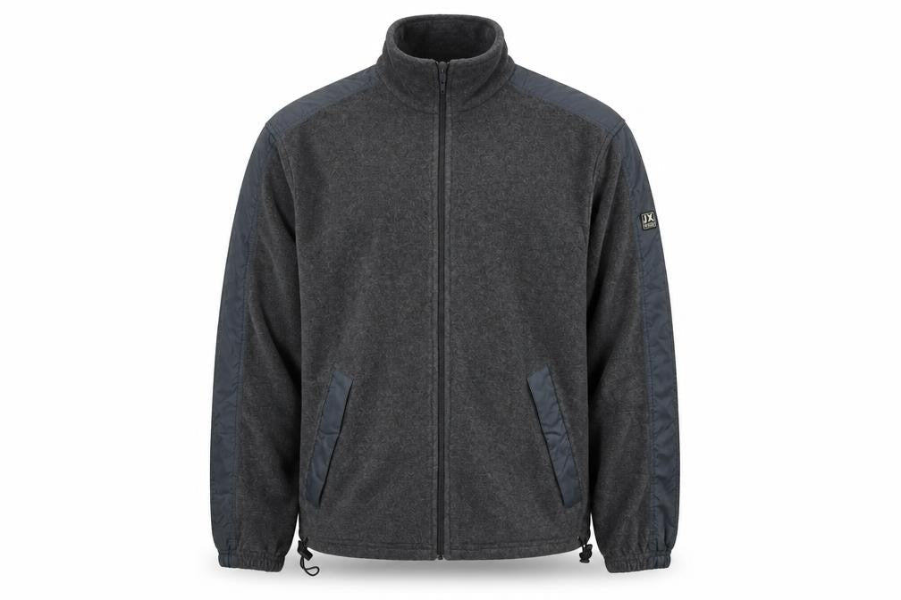 DX Men's Grey Fleece Full Zip Outdoor Jacket Size L Regular Fit