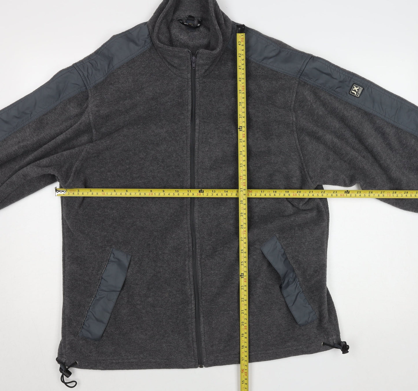 DX Men's Grey Fleece Full Zip Outdoor Jacket Size L Regular Fit