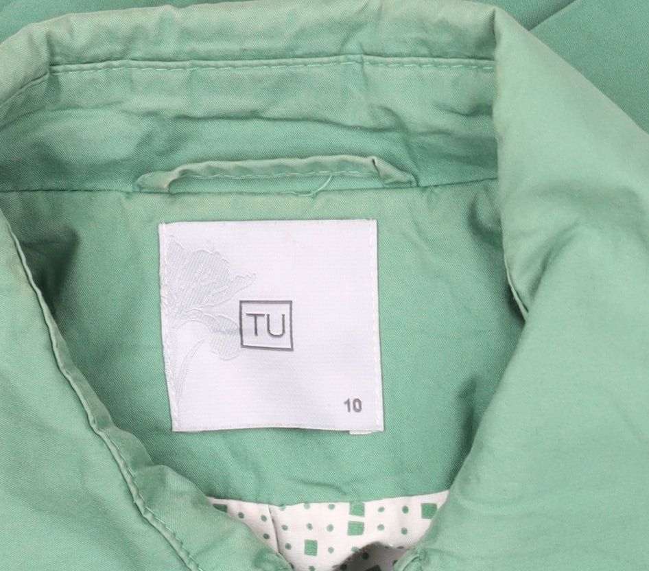 TU Women’s Green Mid-Length Cotton Pea Coat Jacket Size 10