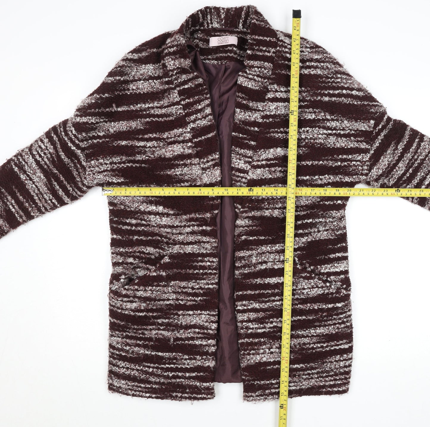 Covent Garden Women’s Brown Striped Knit Mid-Length Coatigan M