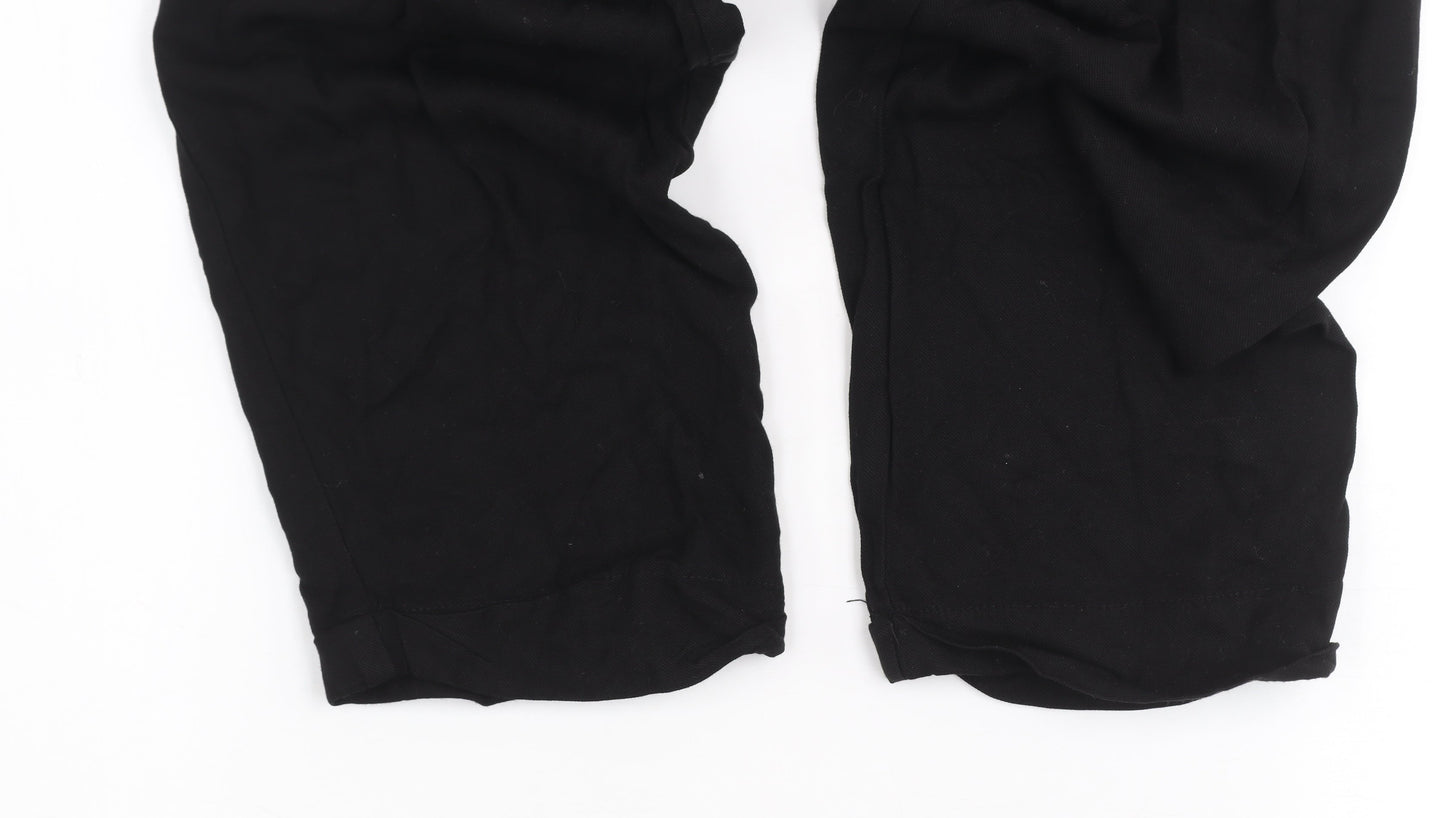 Zara Women Black Cropped Cotton Trousers Size M