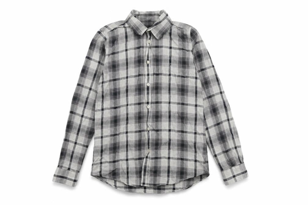 6th Sense Men's Grey Checked Cotton Long Sleeve Button-Up Shirt M