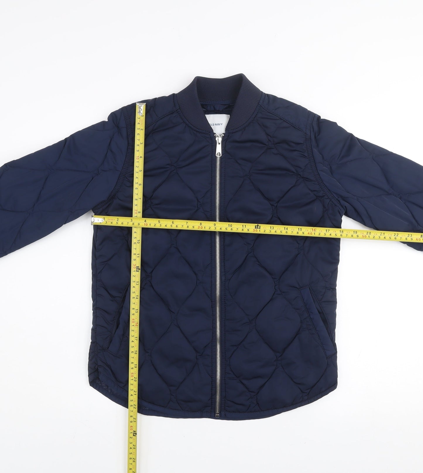 Old Navy Men's Blue Quilted Bomber Jacket XS Polyester Lightweight