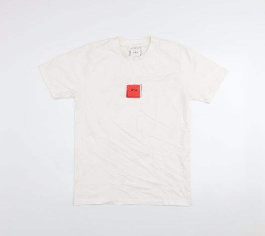 DTA Men’s White Crew Neck Short Sleeve Graphic T-Shirt S