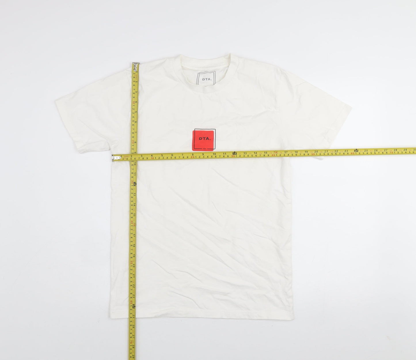 DTA Men’s White Crew Neck Short Sleeve Graphic T-Shirt S