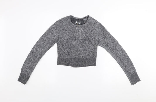 Everlast Womens Grey Cropped Long Sleeve Gym Top Size 10