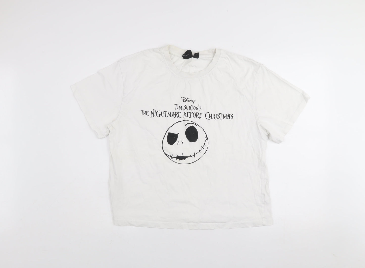 Disney Women’s White Jack Skellington T-Shirt M Gothic Halloween
