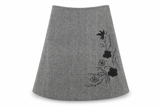 St. Bernard for Dunnes Stores Grey Wool Blend A-Line Floral Embroidered Skirt Women's Size 8
