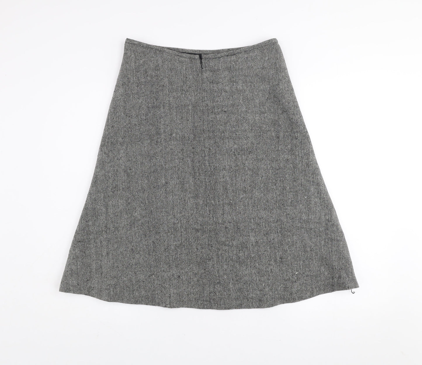 St. Bernard for Dunnes Stores Grey Wool Blend A-Line Floral Embroidered Skirt Women's Size 8