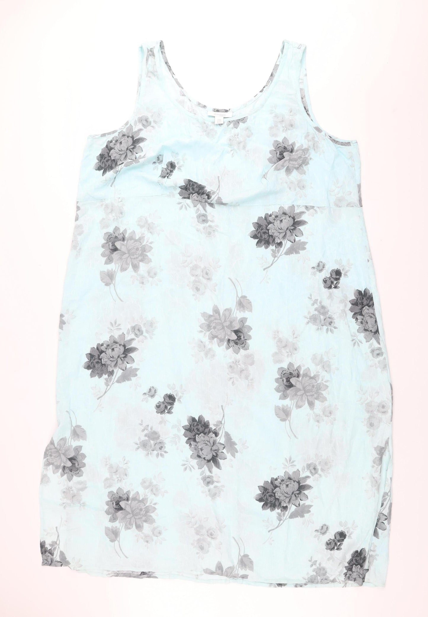 Dressbarn Women Blue Floral Rayon Sleeveless Shift Dress Size 24