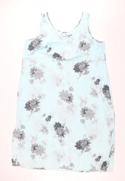 Dressbarn Women Blue Floral Rayon Sleeveless Shift Dress Size 24