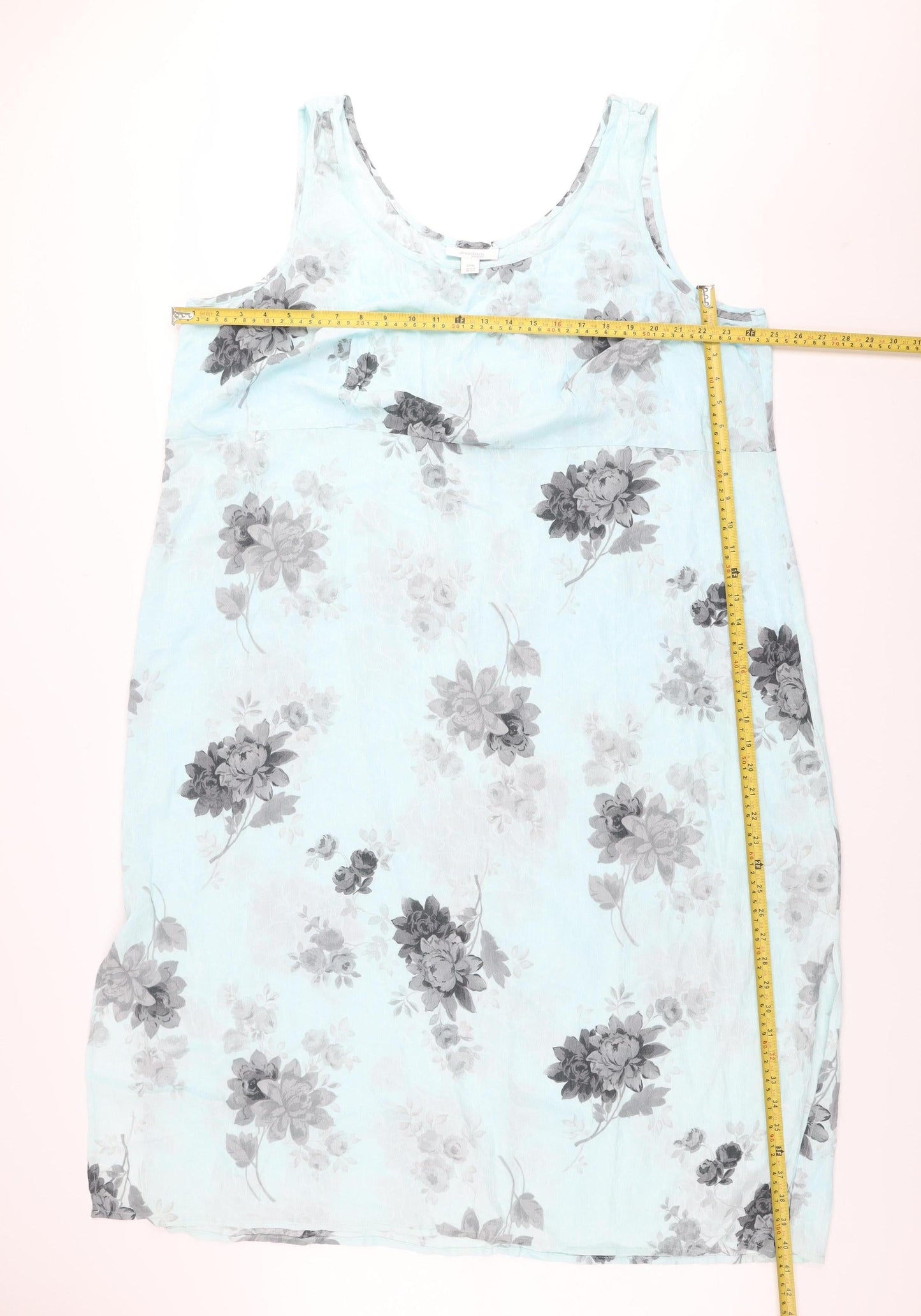 Dressbarn Women Blue Floral Rayon Sleeveless Shift Dress Size 24