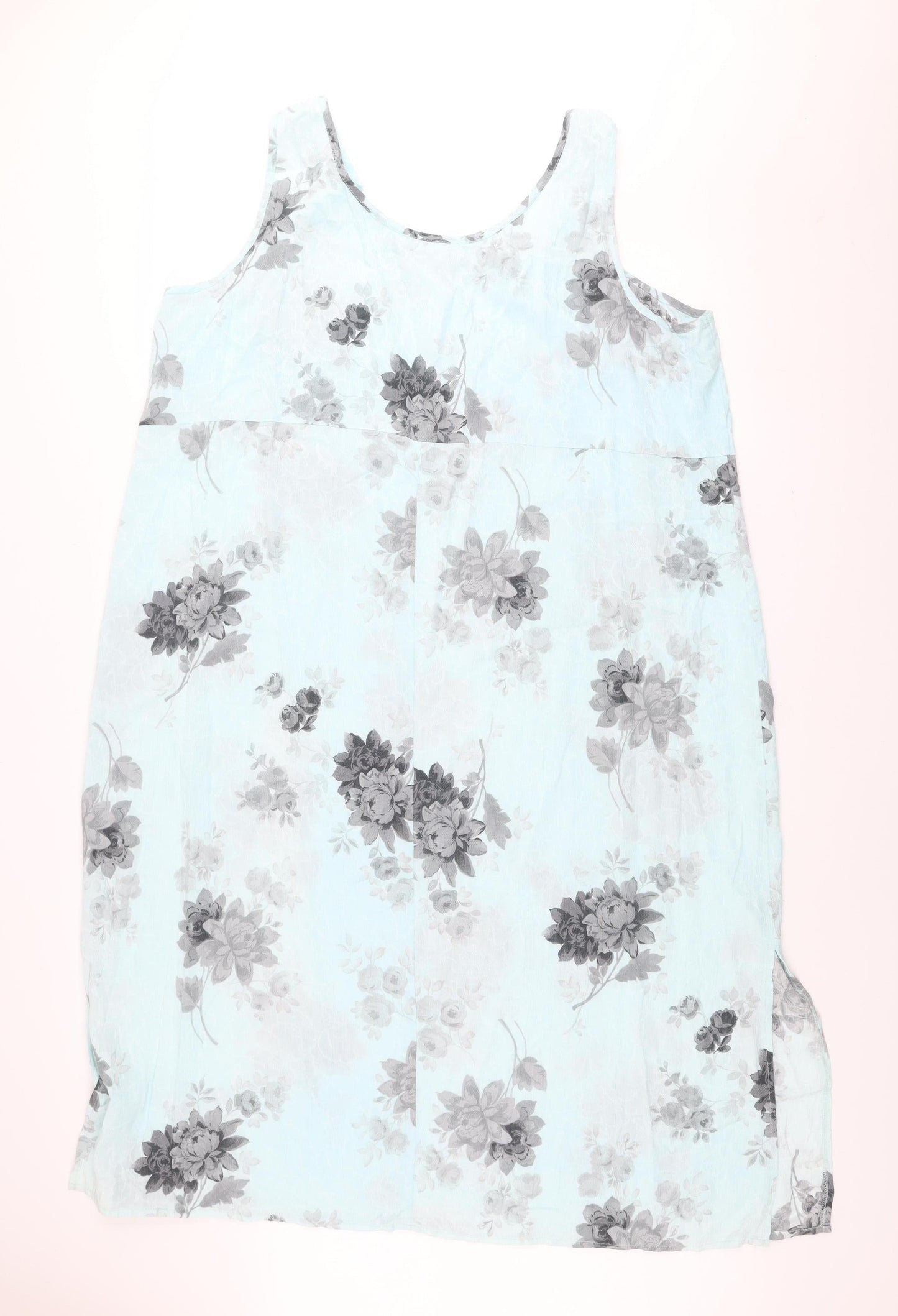 Dressbarn Women Blue Floral Rayon Sleeveless Shift Dress Size 24