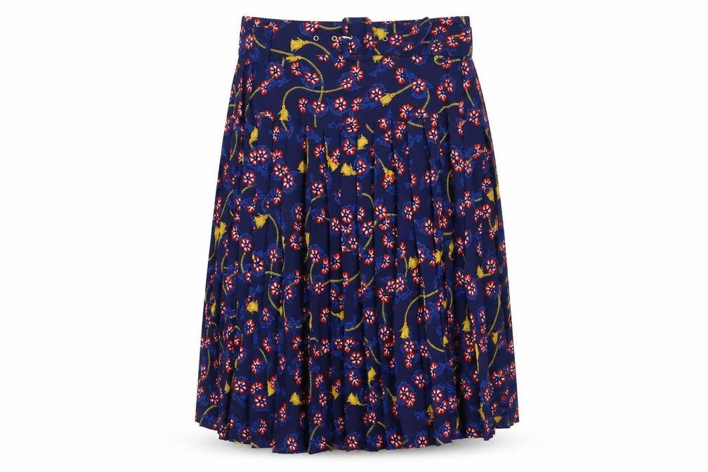 Savida Womens Blue Floral Pleated Knee Length Skirt Size 12