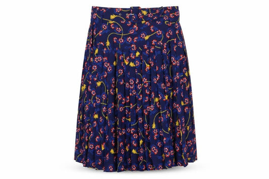 Savida Womens Blue Floral Pleated Knee Length Skirt Size 12