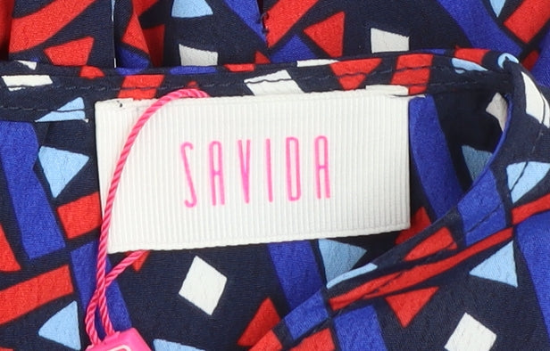 Savida Women's Multicoloured Geometric A-Line Dress Size 10