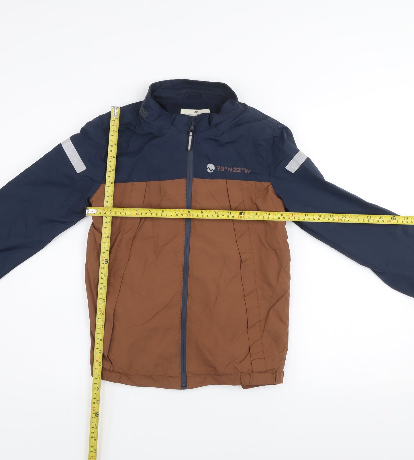 H&M Boys Blue Brown Reflective Windbreaker Jacket 9-10 Years