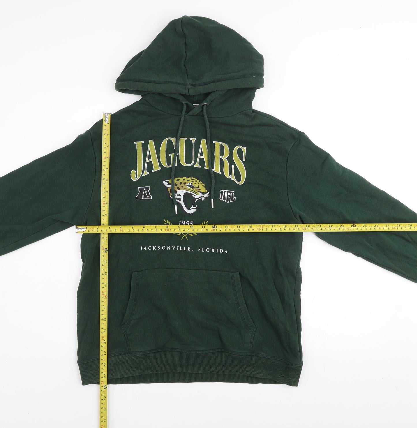 H&M Men's Green Jaguars NFL Pullover Hoodie Size S Cotton Blend
