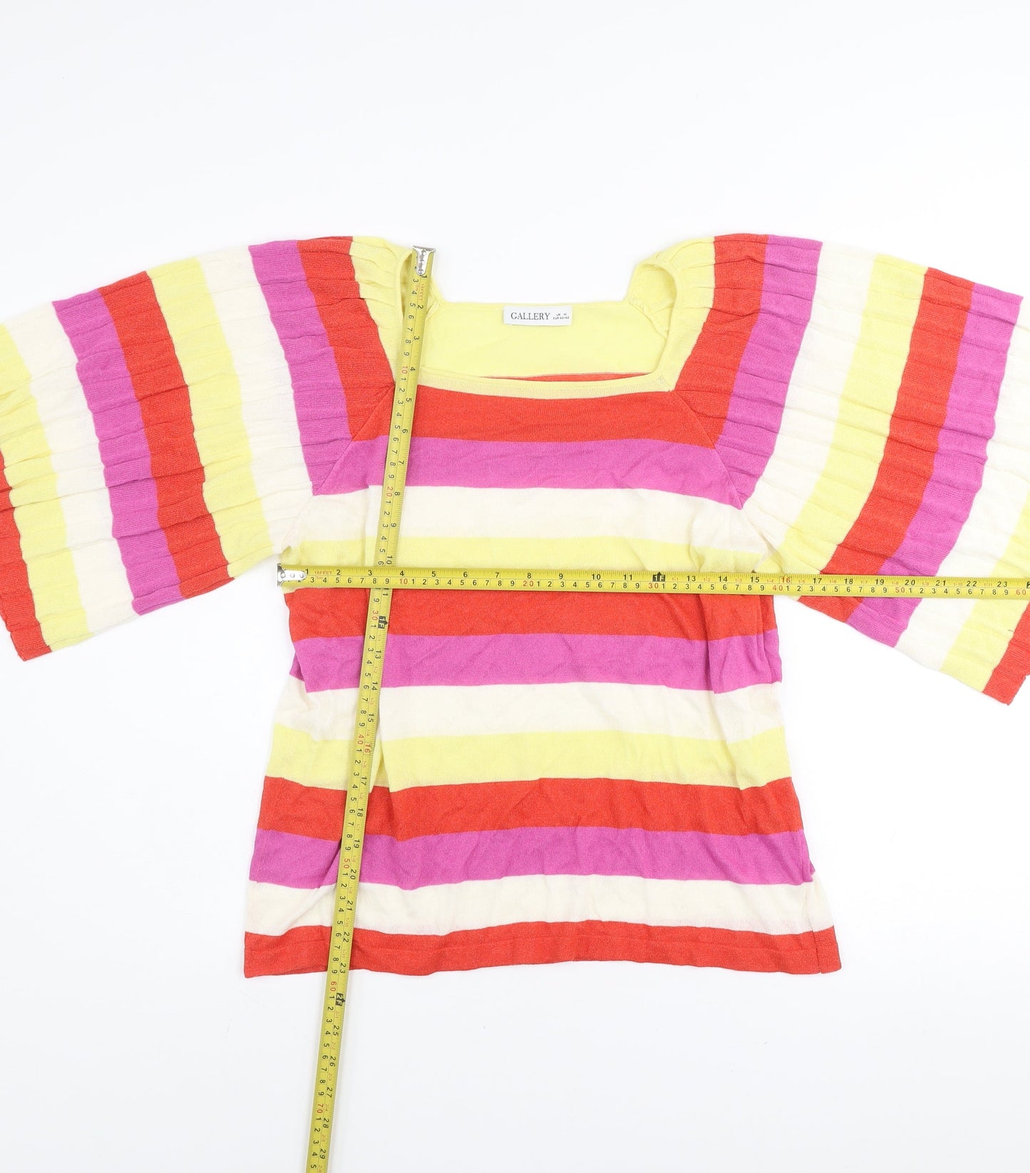 Gallery Womens Multicoloured Striped Tunic T-Shirt UK M Retro Knit Top
