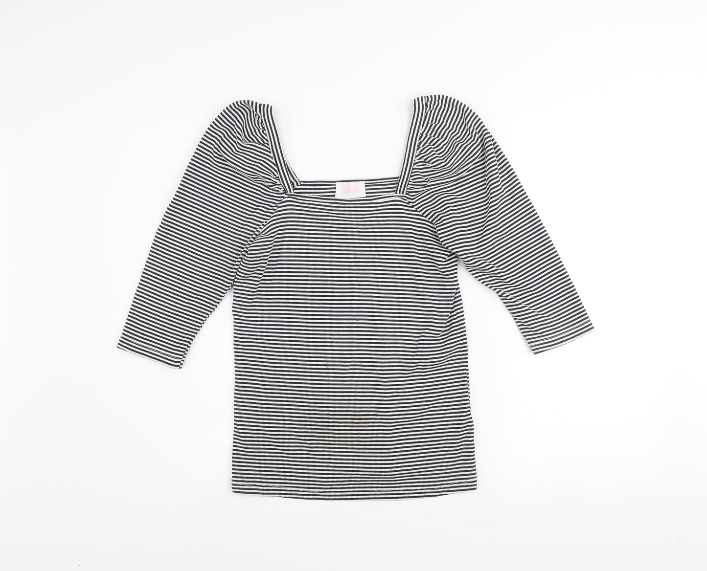 Savida Women’s Blue Striped Puff Sleeve Square Neck Top Size 14