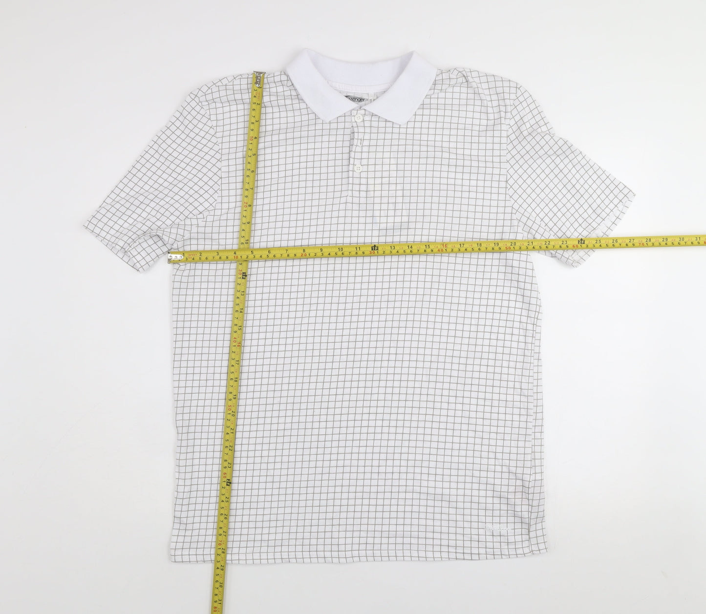 Slazenger Men's White Check Golf Polo Shirt Size L