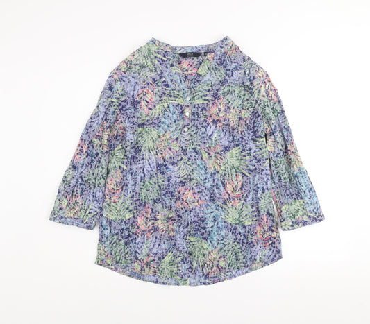 Isle Essentials Women’s Multicoloured Floral 3/4 Sleeve Tunic Blouse Size 12