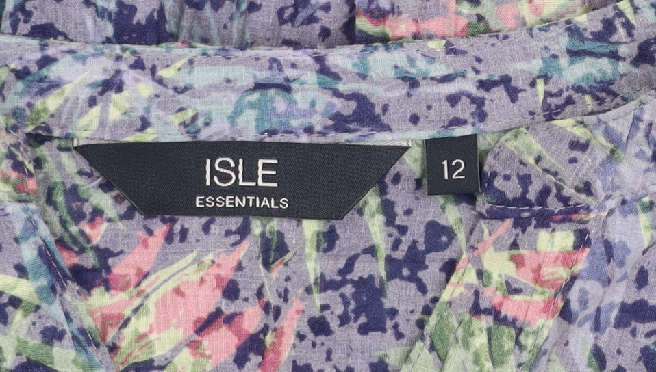 Isle Essentials Women’s Multicoloured Floral 3/4 Sleeve Tunic Blouse Size 12