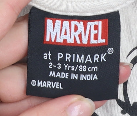 Primark Boys Beige Spider-Man Graphic T-Shirt 2-3 Years