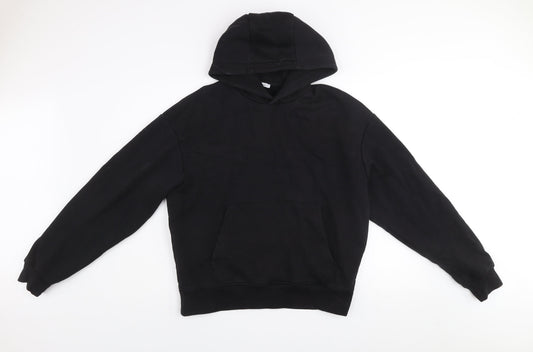Zara Women Black Size 12 Pullover Hoodie Cotton Blend