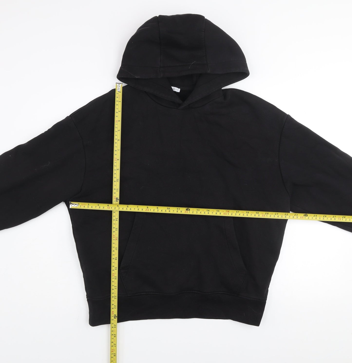 Zara Women Black Size 12 Pullover Hoodie Cotton Blend