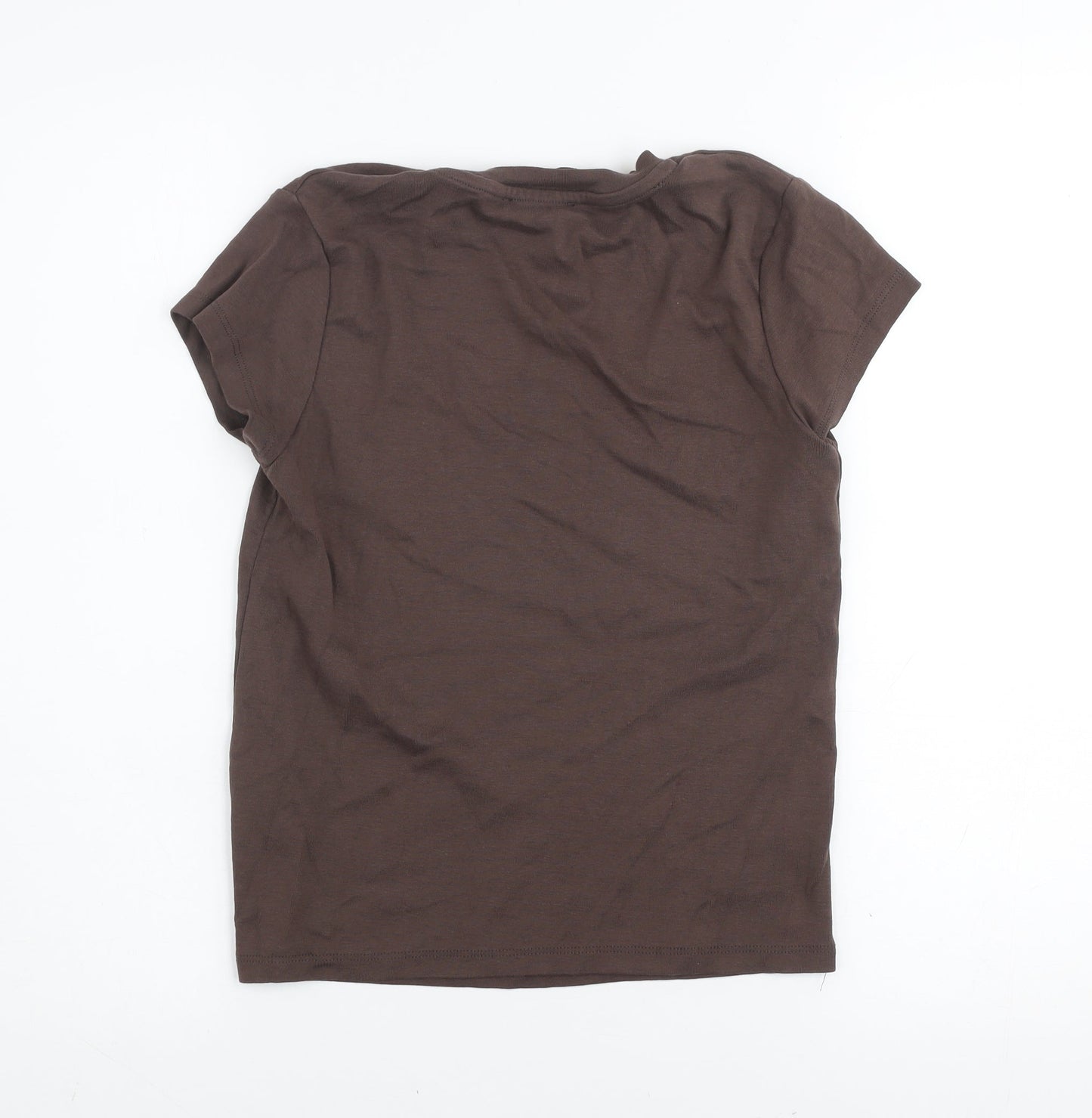 Stradivarius Women's Brown Cotton 'Boston 1981' T-Shirt Size 12