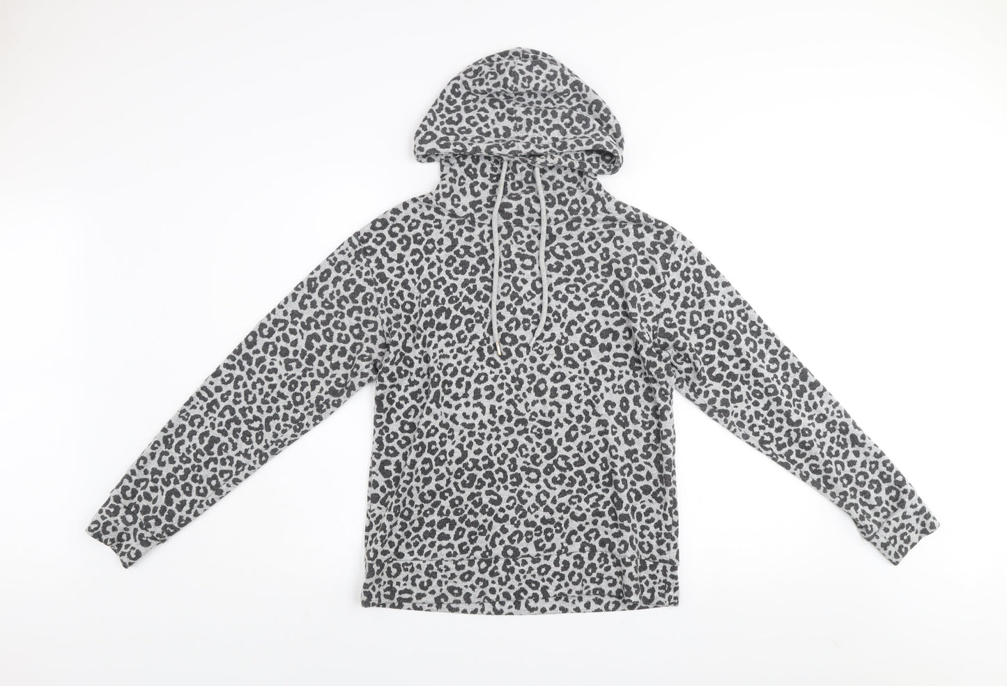 Kelly & Grace Women Grey Animal Print Pullover Hoodie Size S