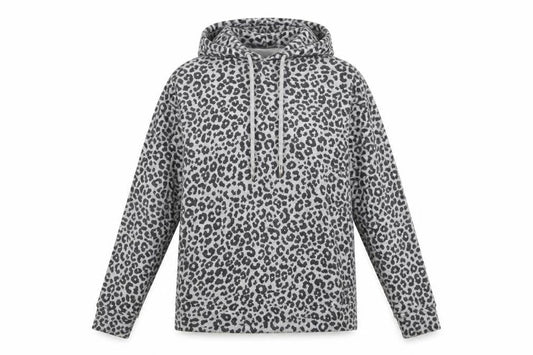 Kelly & Grace Women Grey Animal Print Pullover Hoodie Size S