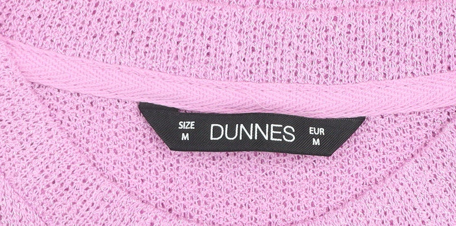 Dunnes Women's Pink Knit Crew Neck Puff Sleeve Jumper Size M