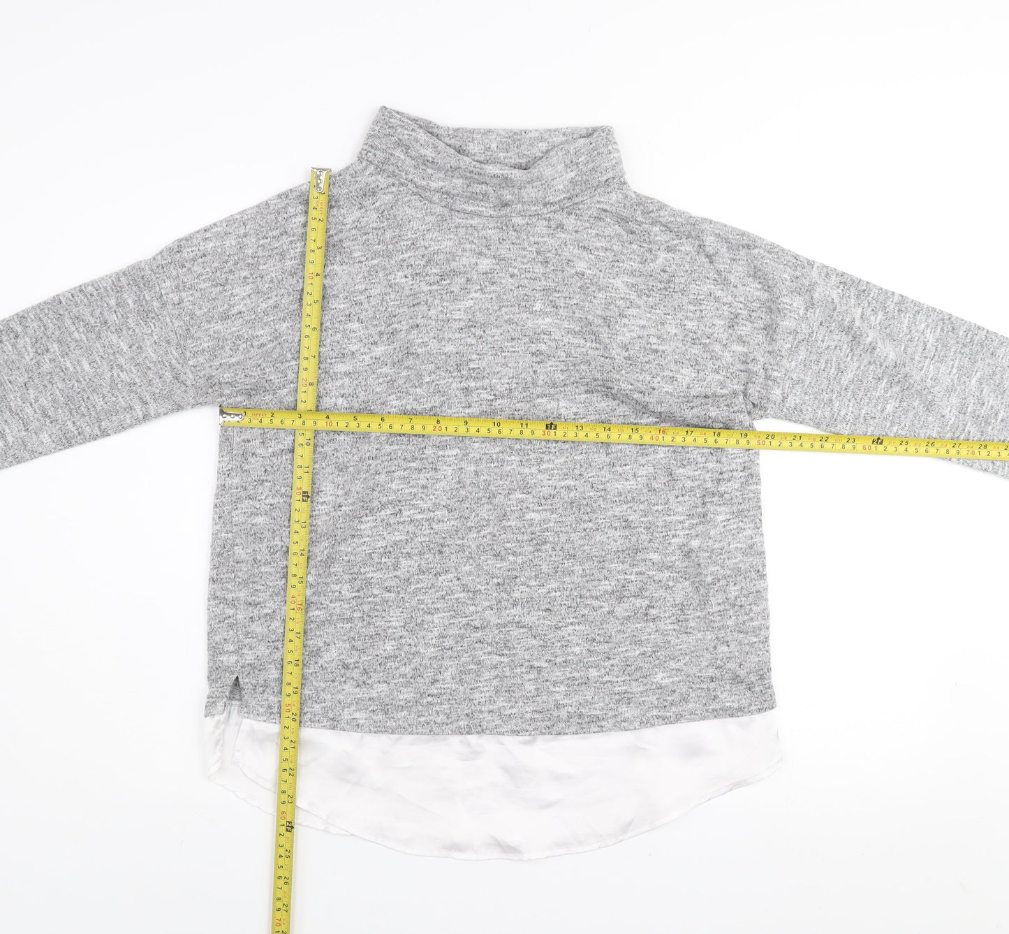 NOCOZO Women's Grey High Neck Long Sleeve Knit Jumper UK 12
