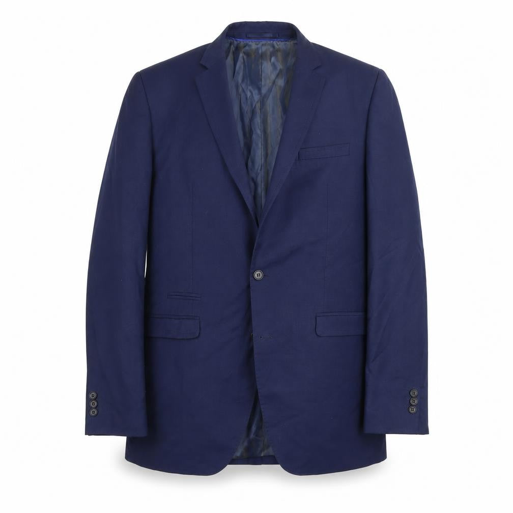 Identikit Men's Blue Wool Blend Two-Button Blazer Jacket Size 40L
