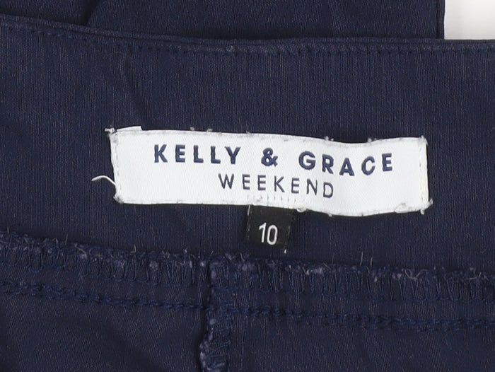 Kelly & Grace Weekend Women's Navy Cropped Trousers Size 10 Viscose Blend