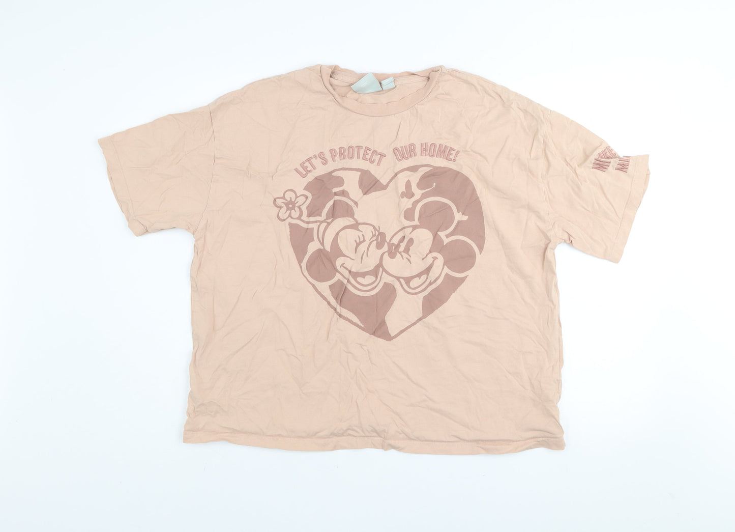 Disney Womens Beige Mickey & Minnie Organic Cotton T-Shirt XL