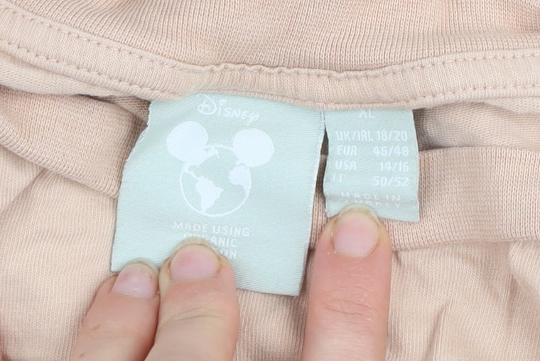 Disney Womens Beige Mickey & Minnie Organic Cotton T-Shirt XL