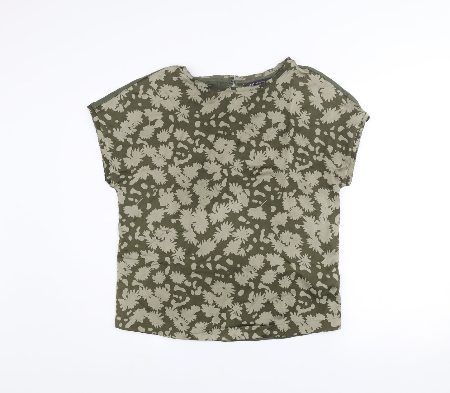 Marks and Spencer Women’s Green Floral Print Short Sleeve T-Shirt Size 8