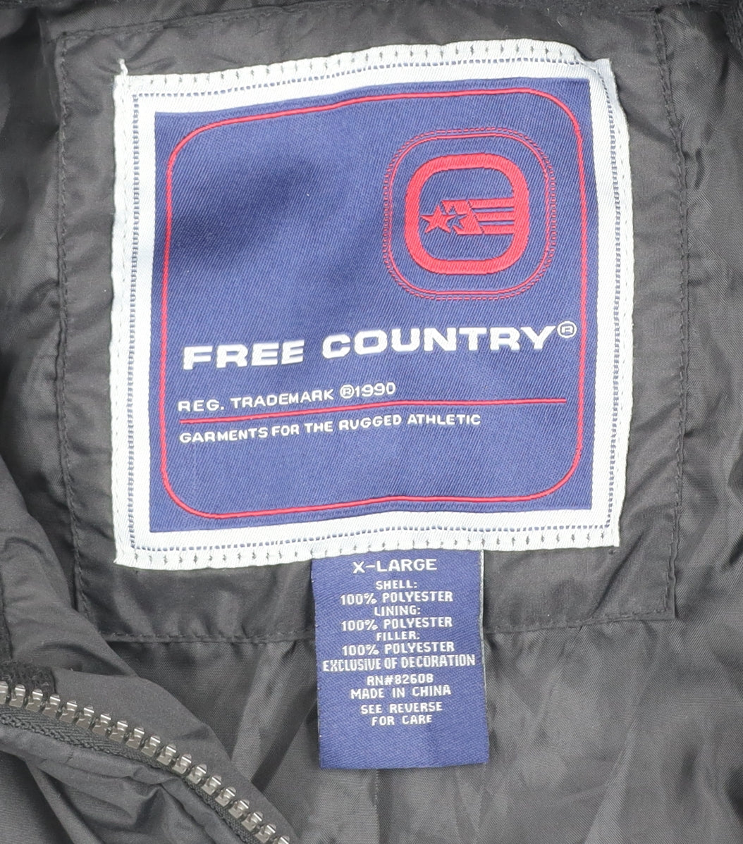 Free Country Men's Black XL Puffer Jacket Full Zip Polyester Winter Coat