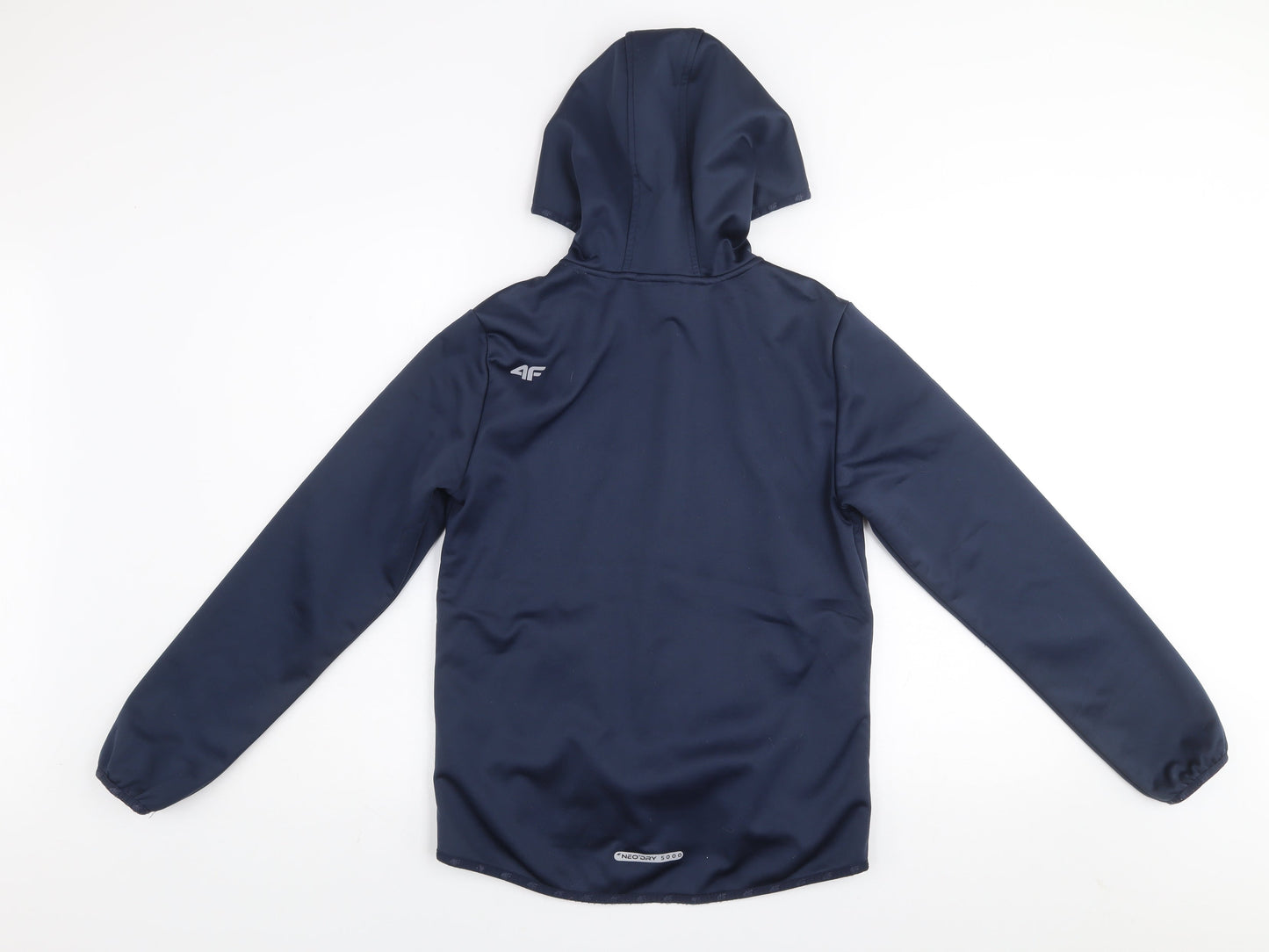 4F Boys Blue Softshell Hooded Jacket Size 158 Full Zip Water Resistant